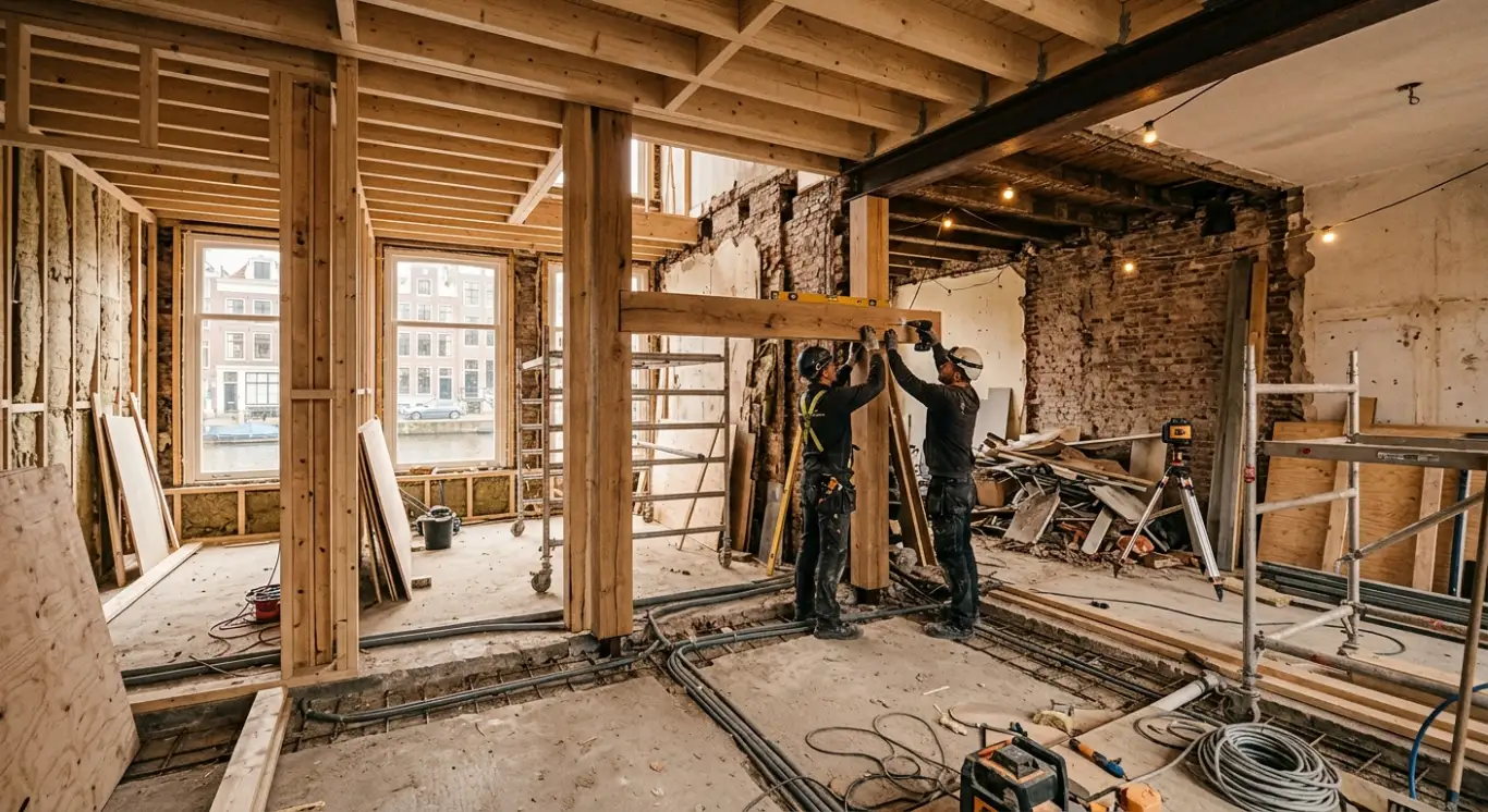 Totaalrenovatie van een woning in uitvoering door De Vliegende Hamer, architect-niveau afwerking